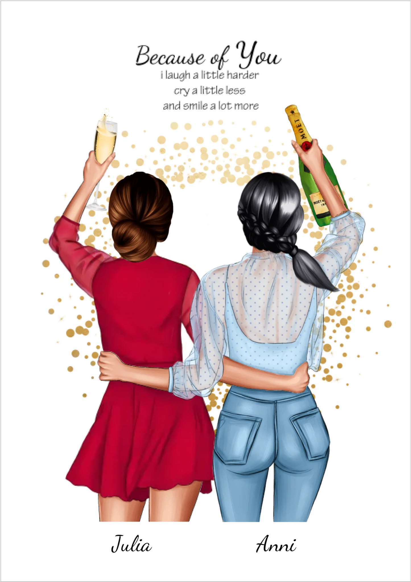 Poster 2 Beste Freundinnen – Personalisiertes BFF Geschenk mit Namen & Spruch !!! Digitale Datei zum Selberdrucken - kein Poster !!! Digitale Datei zum Selberdrucken - kein Poster A4 A3 A2