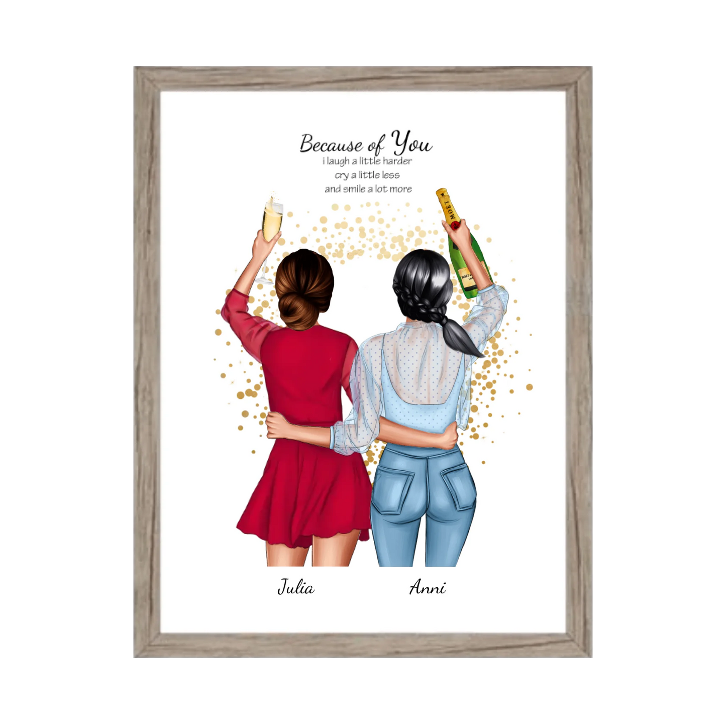 Poster 2 Beste Freundinnen – Personalisiertes BFF Geschenk mit Namen & Spruch Gerahmtes Poster Eichenflair Eichenflair