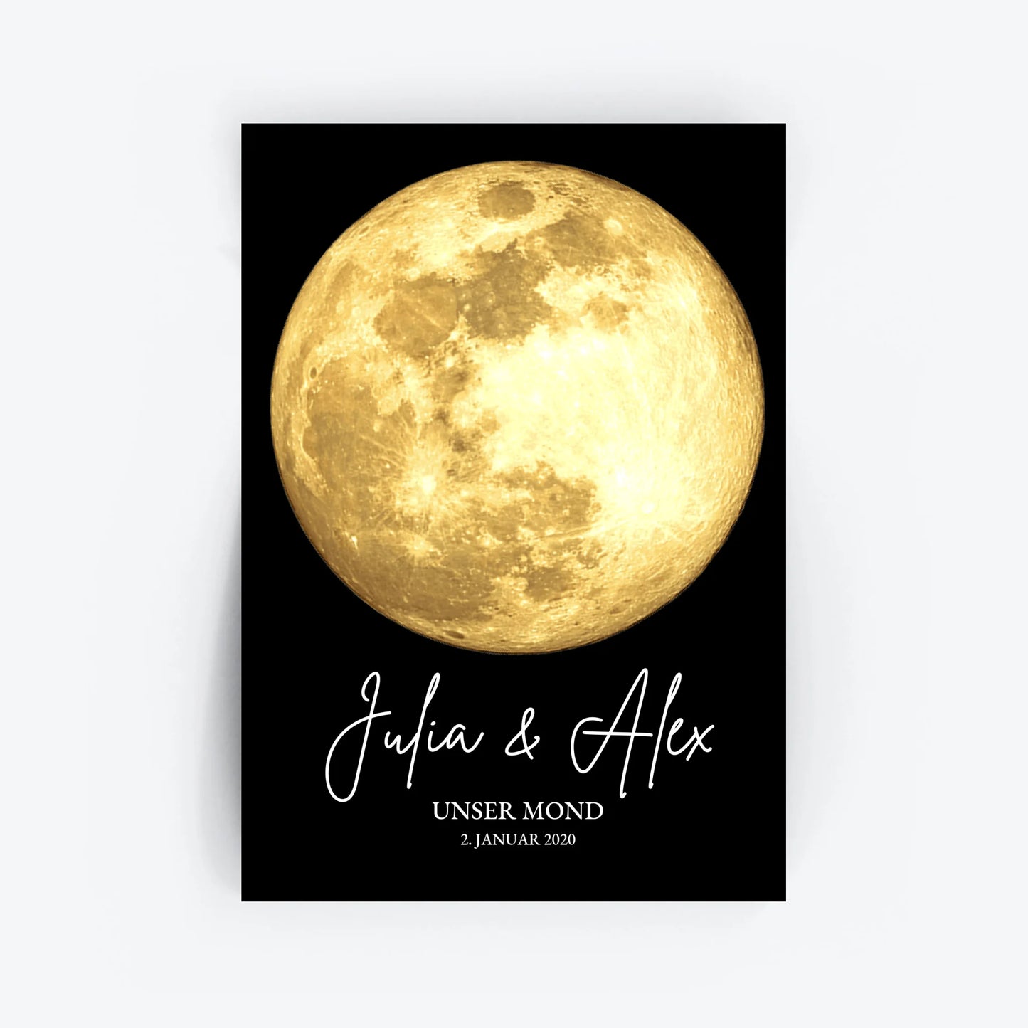 Personalisiertes Mondphasen-Poster - Geschenk zur Hochzeit, Jahrestag, Valentinstag