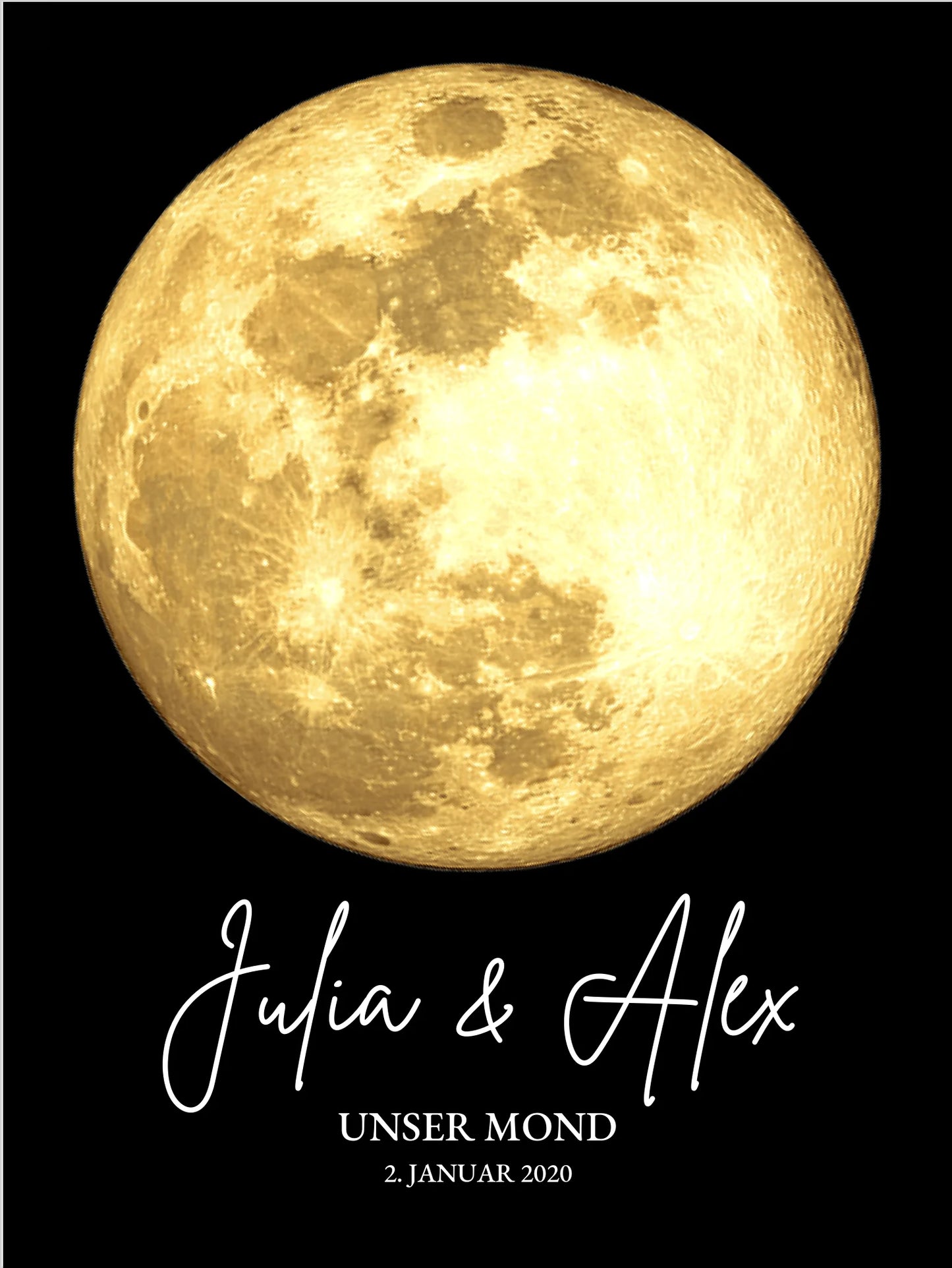 Personalisiertes Mondphasen-Poster - Geschenk zur Hochzeit, Jahrestag, Valentinstag