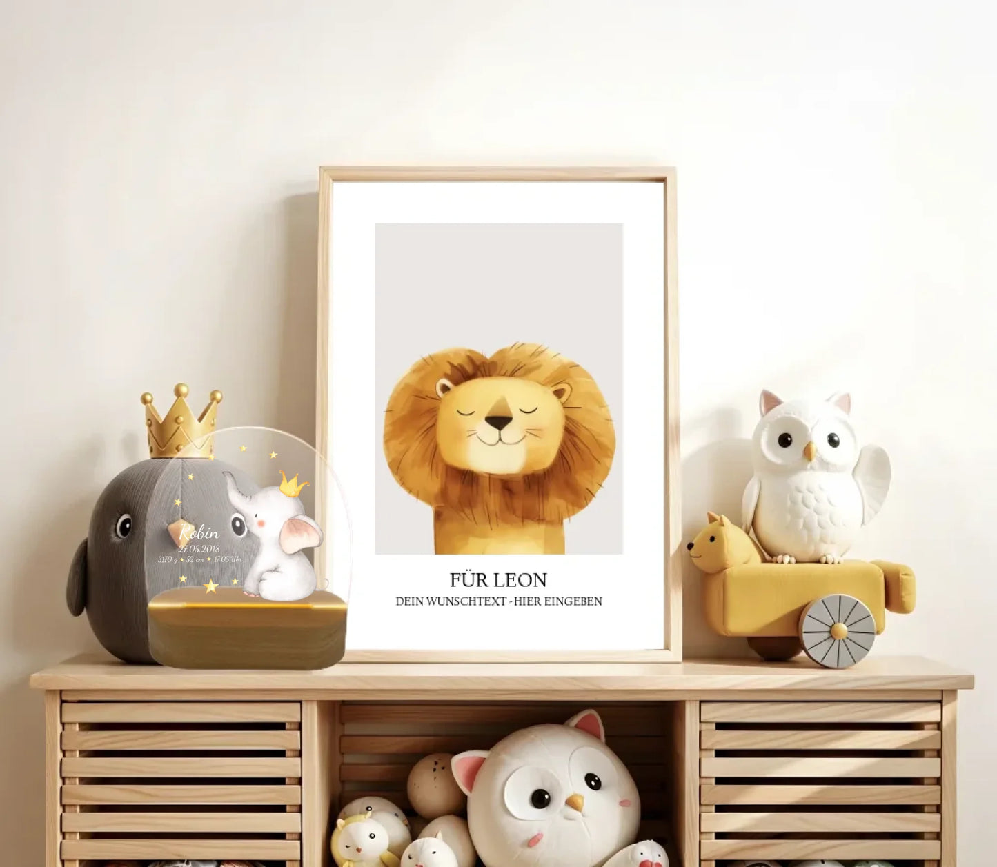 Personalisiertes Baby & Kinder LED Nachtlicht Elefant mit Geburtsdaten Geburtsgeschenk & Taufgeschenk Junge