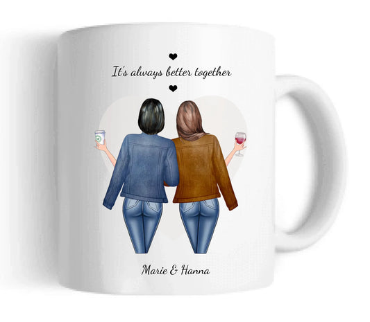 Beste Freundin Tasse personalisiert, Geburtstagsgeschenk Freundin, Familie, Schwester, Kollegin Keramiktasse 330 ml Mug Classic - Panorama