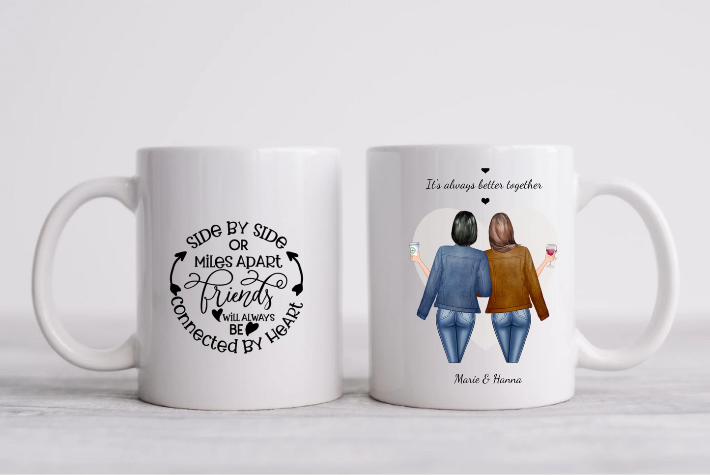Beste Freundin Tasse mit 2 Freundinnen - für Schwester,Mama, Cousine, Kollegin