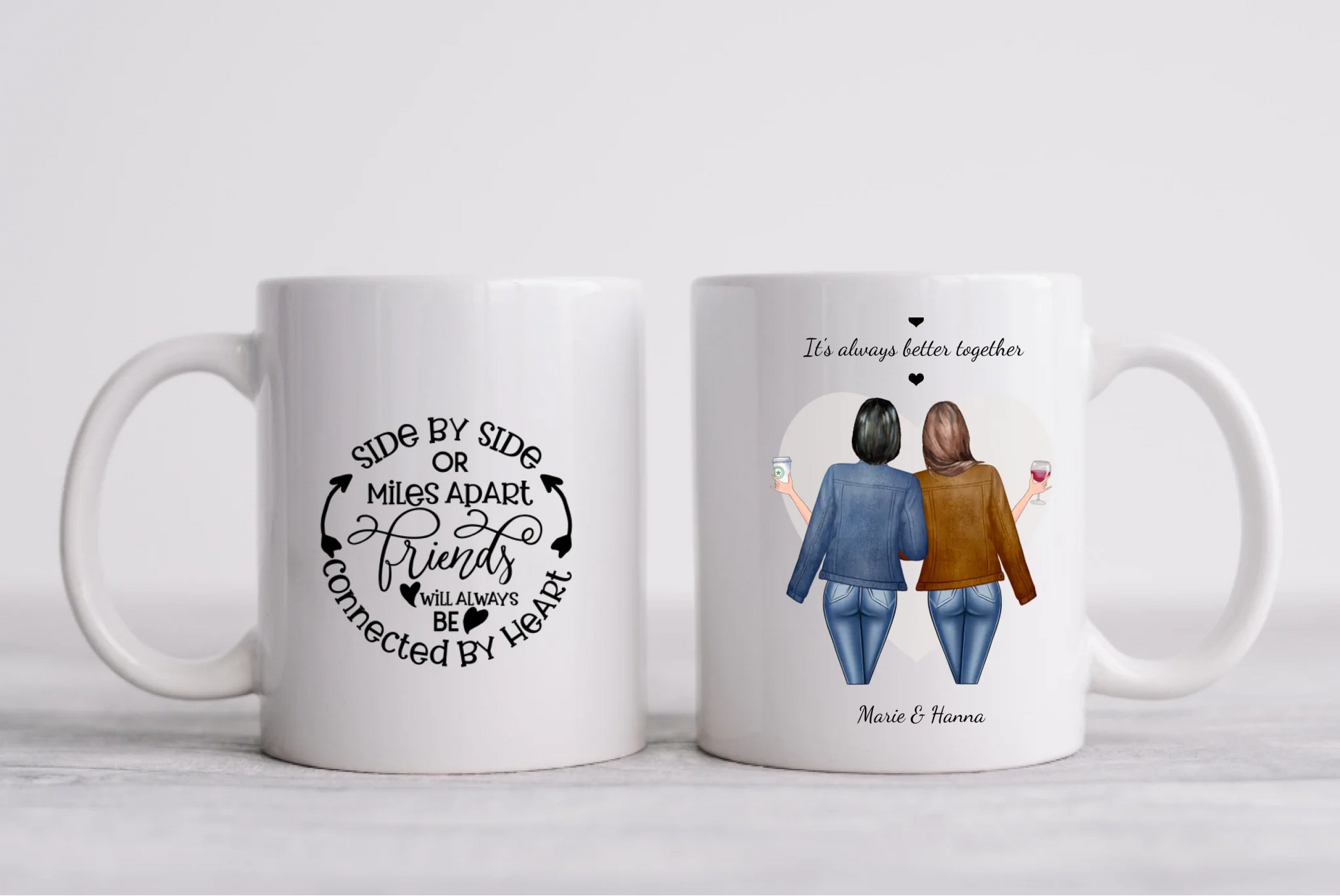Beste Freundin Tasse mit 2 Freundinnen - für Schwester,Mama, Cousine, Kollegin