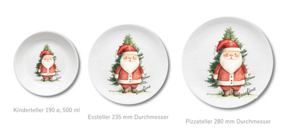Kinderteller Weihnachten mit Weihnachtsmann - Weihnachtsteller mit Namen personalisiert, Kindergeschirr