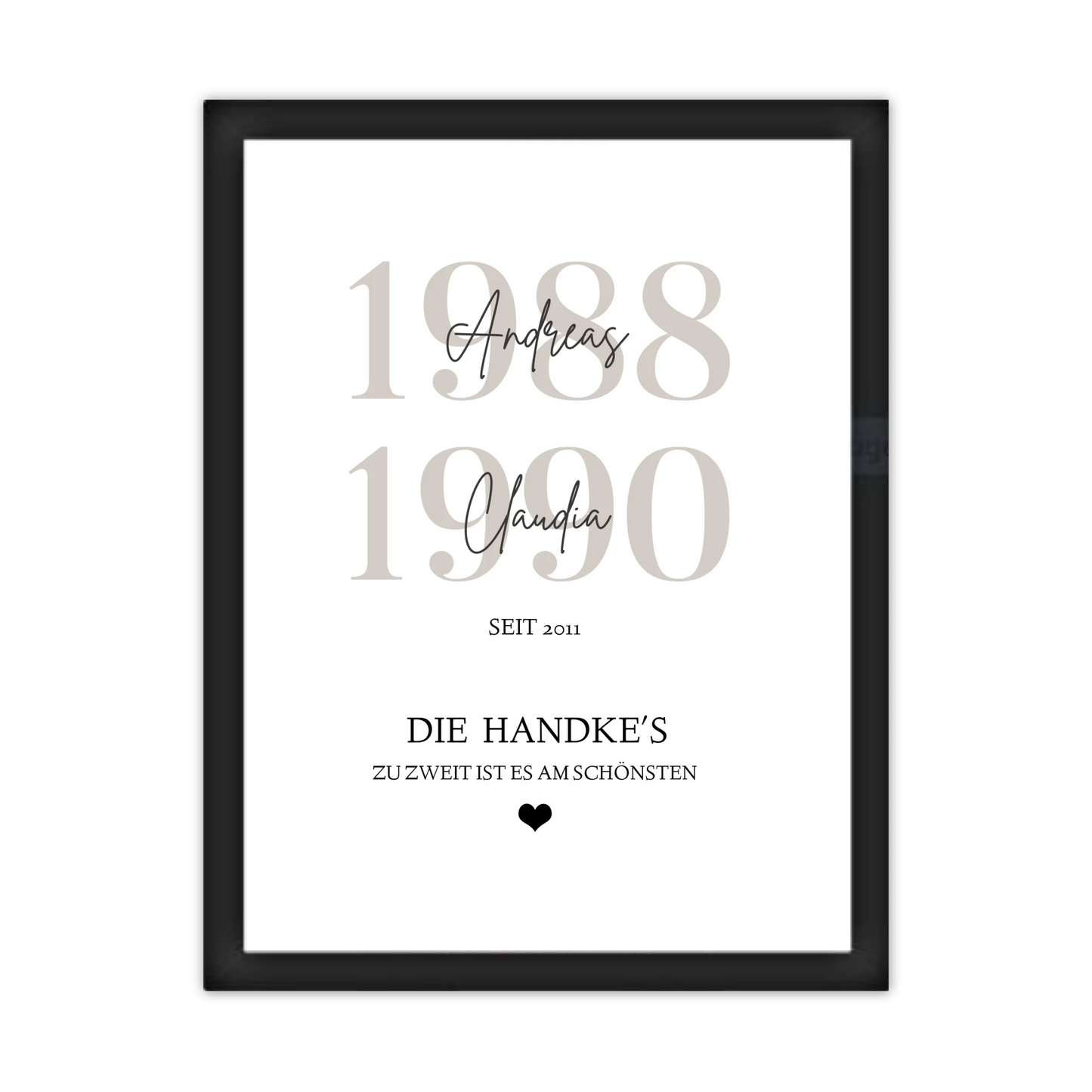 Familie Poster personalisiert mit Name und Datum - Zuhause Gerahmtes Poster schwarz Holzflair Schwarz