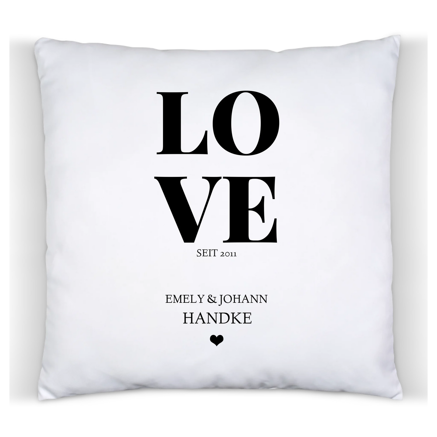 Geschenk zum Jahrestag, Hochzeitstag, Valentinstag  LOVE - Personalisiertes Dekokissen -