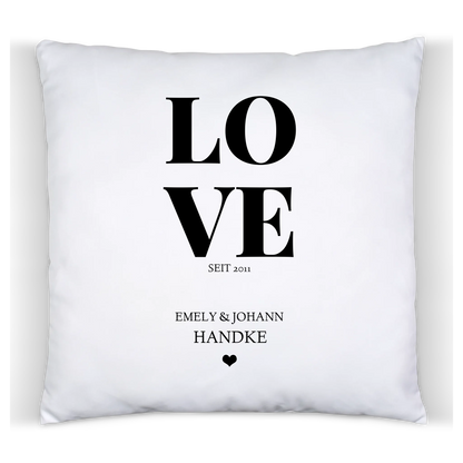 Geschenk zum Jahrestag, Hochzeitstag, Valentinstag  LOVE - Personalisiertes Dekokissen -