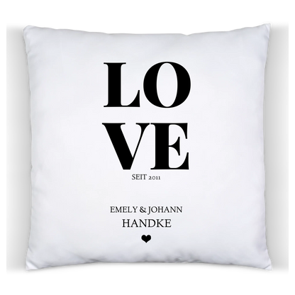 Geschenk zum Jahrestag, Hochzeitstag, Valentinstag  LOVE - Personalisiertes Dekokissen -