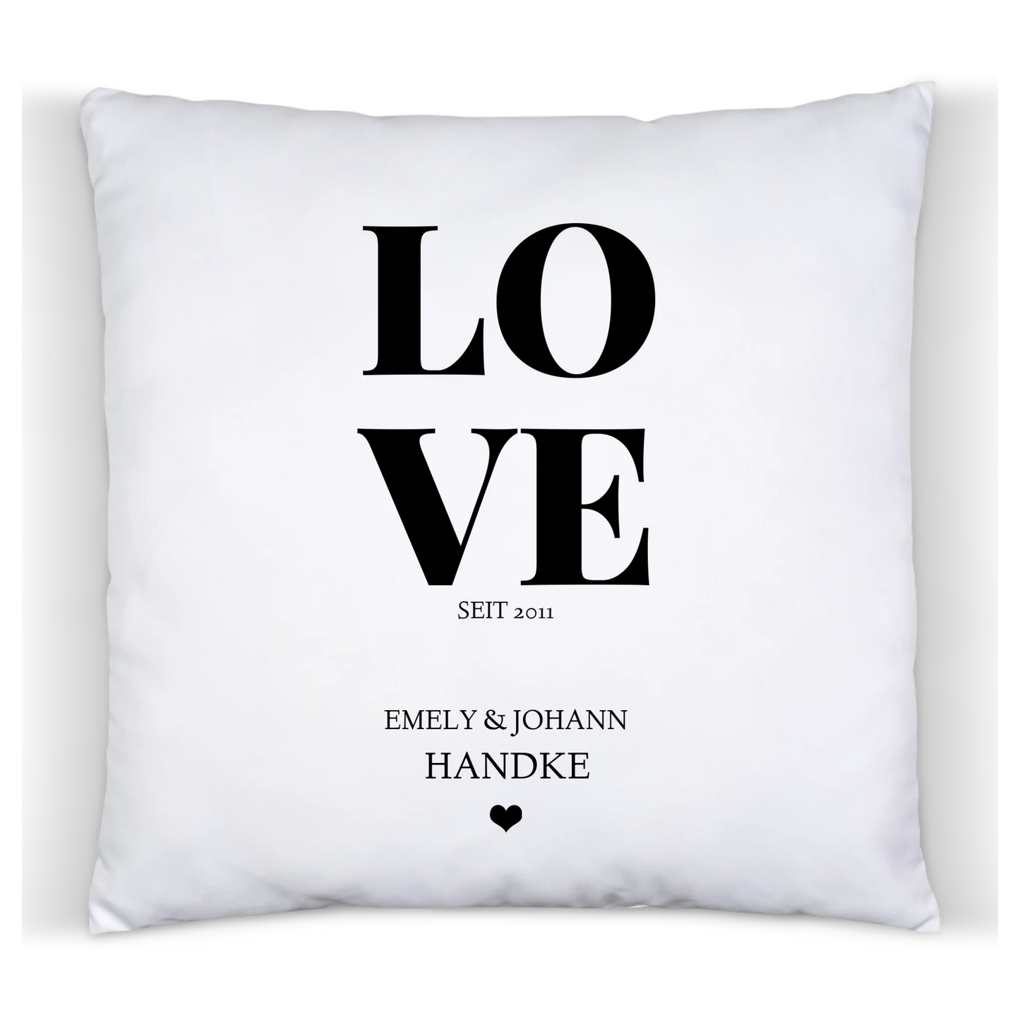 Geschenk zum Jahrestag, Hochzeitstag, Valentinstag  LOVE - Personalisiertes Dekokissen -