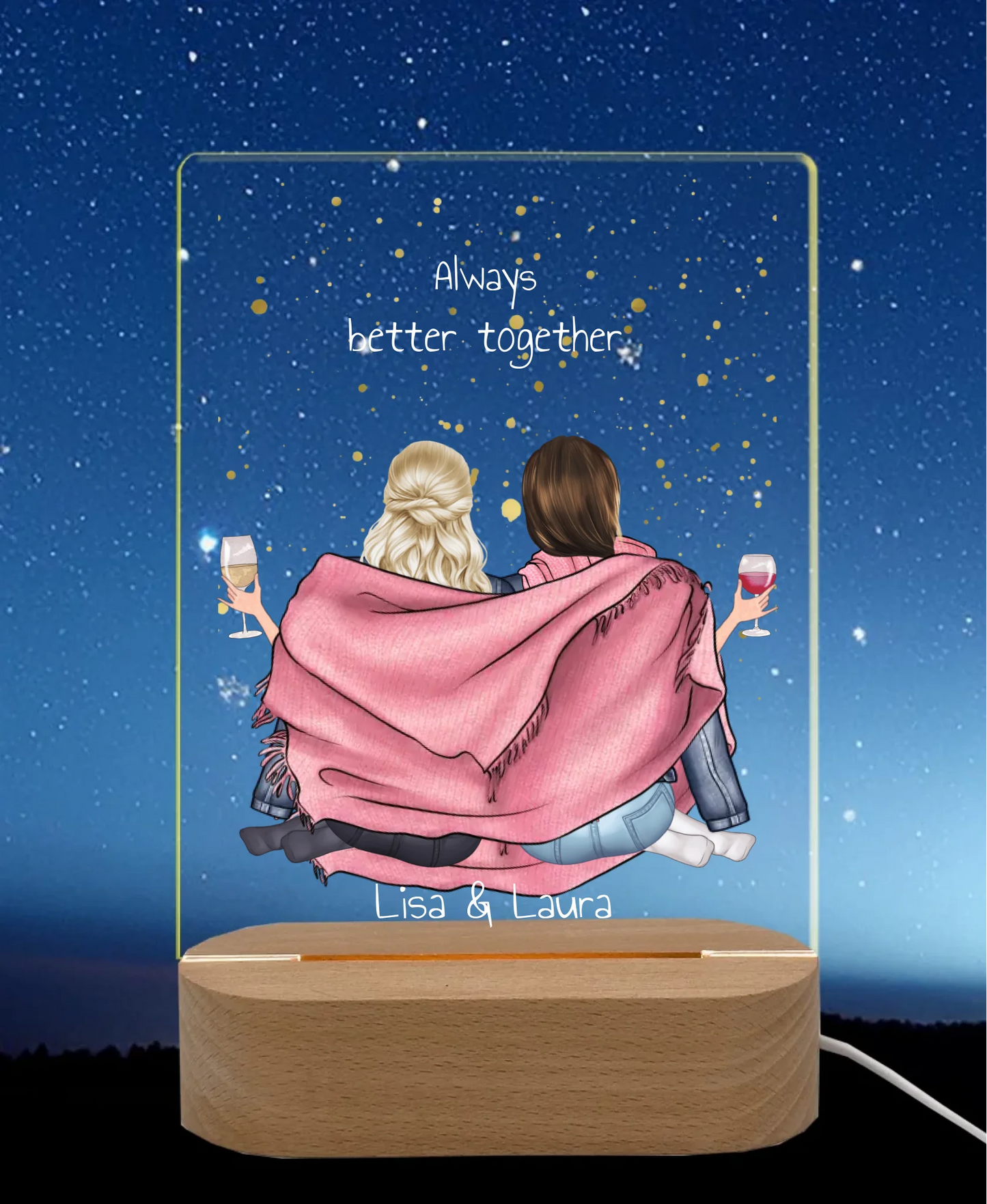 ''Beste Freundin" Personalisiertes Dekolicht Geschenk mit Namen LED-Nachtlicht rechteckig Transparent