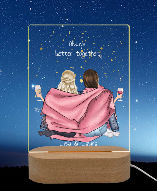 ''Beste Freundin" Personalisiertes Dekolicht Geschenk mit Namen LED-Nachtlicht rechteckig Transparent