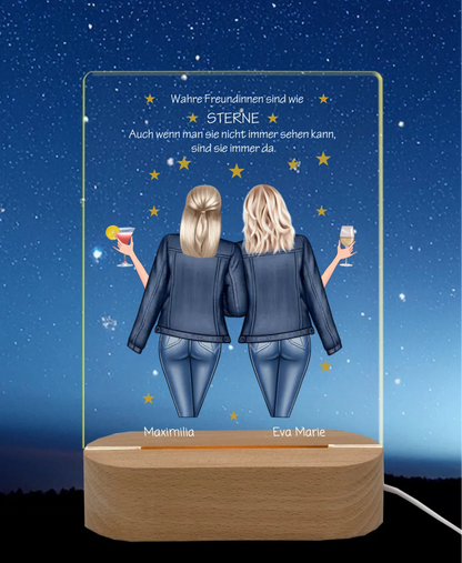 Personalisiertes Acryl Nachtlicht Geschenk ''Beste Freundin" | Geschenkidee Freunde & Familie LED-Nachtlicht für Erwachsene & Kinder rechteckig Transparent