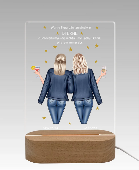 Personalisiertes Acryl Nachtlicht Geschenk ''Beste Freundin" | Geschenkidee Freunde & Familie