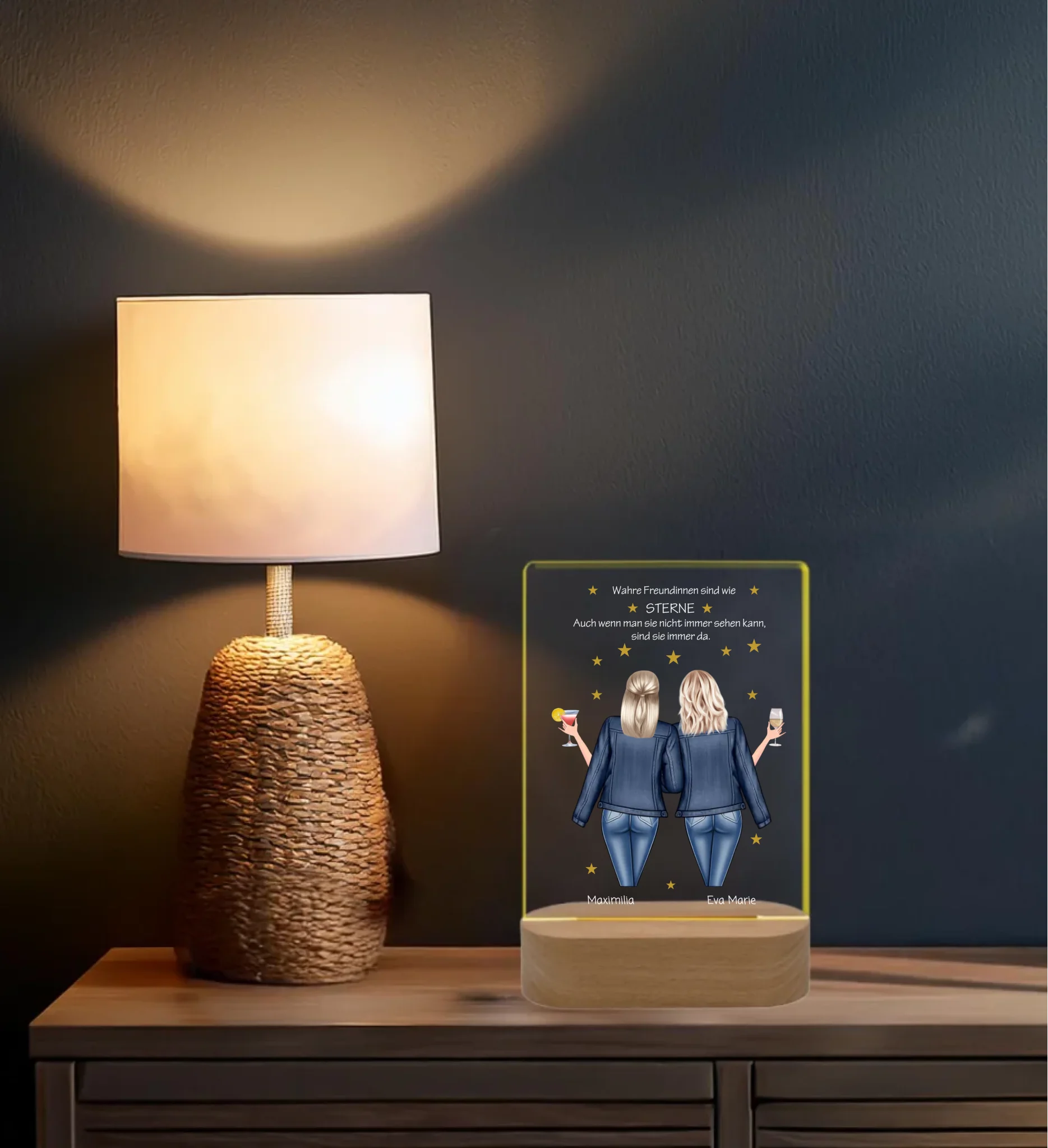 Personalisiertes Acryl Nachtlicht Geschenk ''Beste Freundin" | Geschenkidee Freunde & Familie