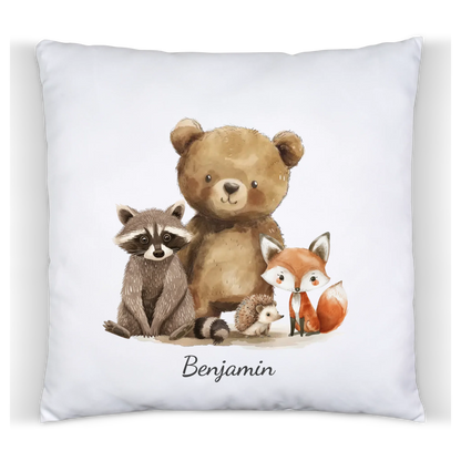 Personalisiertes Kissen zur Einschulung mit Füllung – Waldtiere Satinkissen Satinkissen 40x40cm