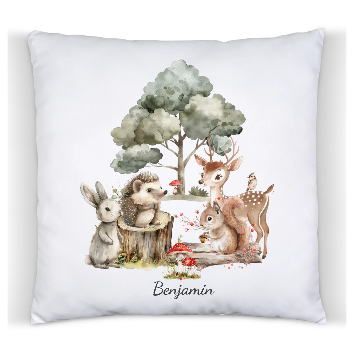Personalisiertes Kinder Kissen mit Waldtieren- Einschulung & Geburtstag Satinkissen Satinkissen 40x40cm