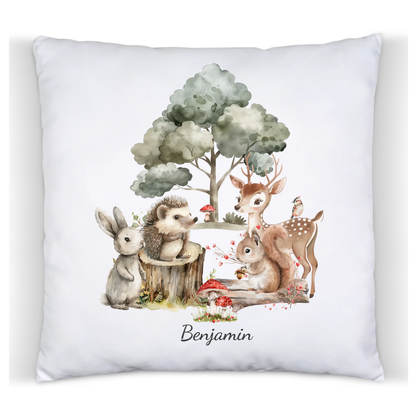 Personalisiertes Kinder Kissen mit Waldtieren- Einschulung & Geburtstag Premium Kissen (Plüschoberfläche) Premium Kissen