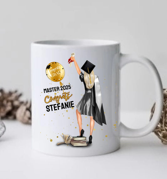 Personalisierte Tasse Geschenk Schulabschluß, Bachelor, Master, Doktor, Abitur, Abi, Absolvent