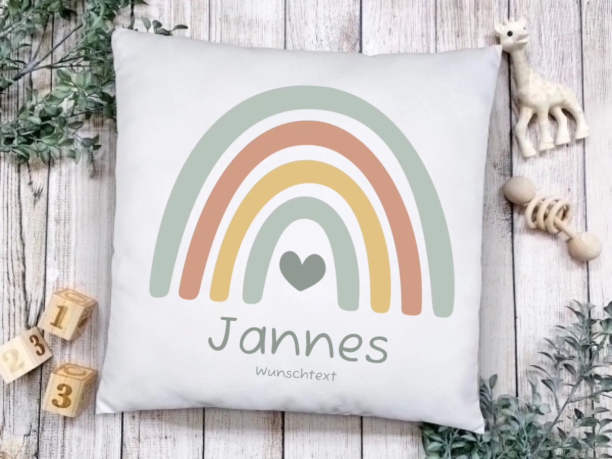 Personalisiertes Kissen zur Einschulung mit Füllung - Regenbogen