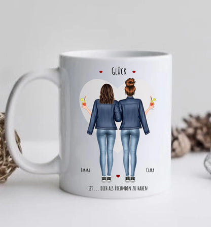 Glück 2 Beste Freundinnen Geschenk Tasse, Personalisierte Tasse Freundin, Geschenk Schwester,