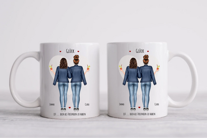 Glück 2 Beste Freundinnen Geschenk Tasse, Personalisierte Tasse Freundin, Geschenk Schwester,