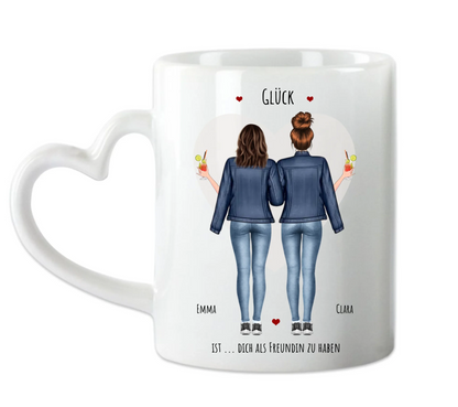 Glück 2 Beste Freundinnen Geschenk Tasse, Personalisierte Tasse Freundin, Geschenk Schwester,