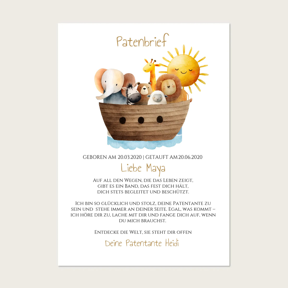 Patenbrief Geschenk Patenkind !!! Digitale Datei zum Selberdrucken - kein Poster !!! Digitale Datei zum Selberdrucken - kein Poster A4 A3 A2