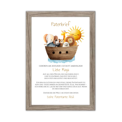 Patenbrief Geschenk Patenkind Gerahmtes Poster Eichenflair Eichenflair
