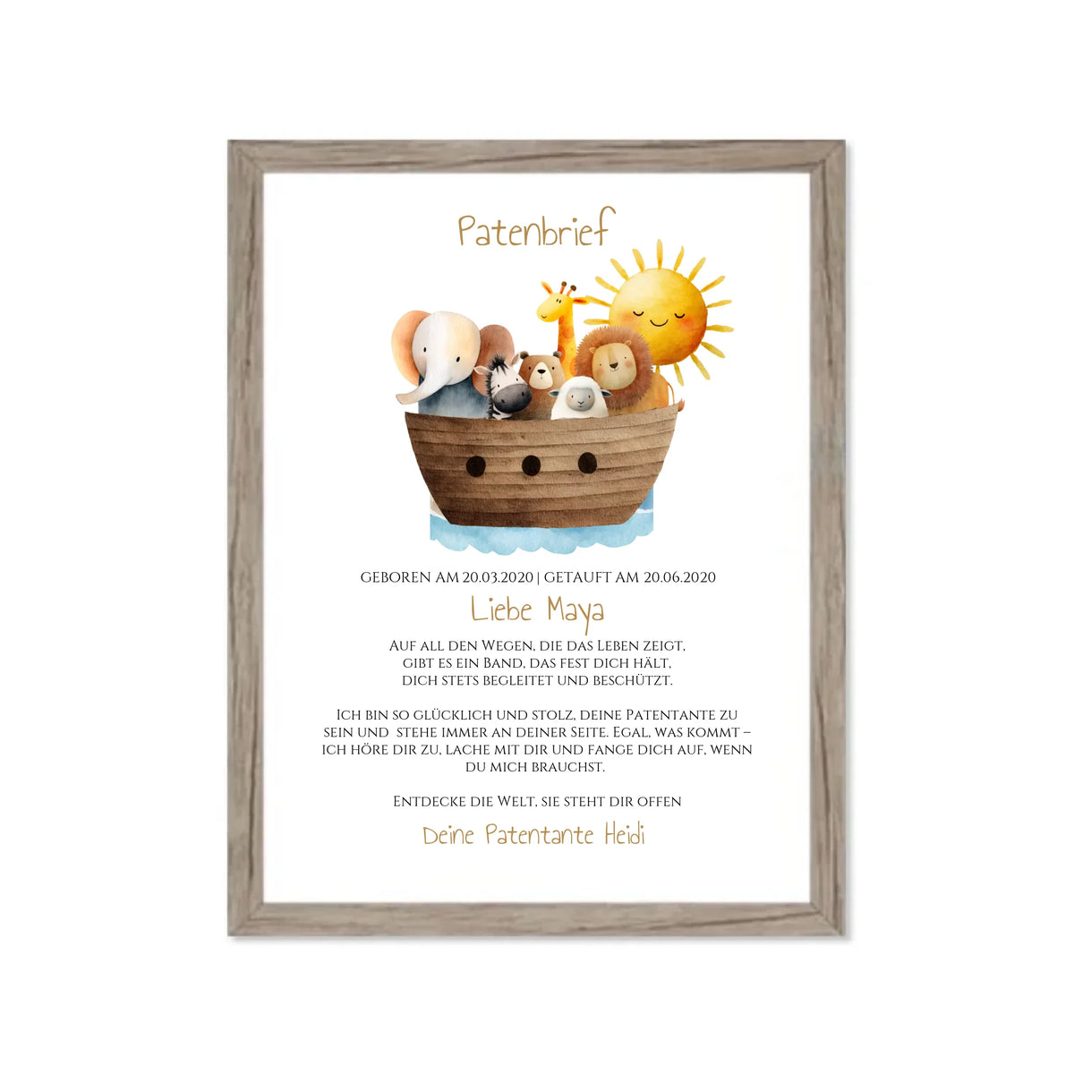Patenbrief Geschenk Patenkind Gerahmtes Poster Eichenflair Eichenflair