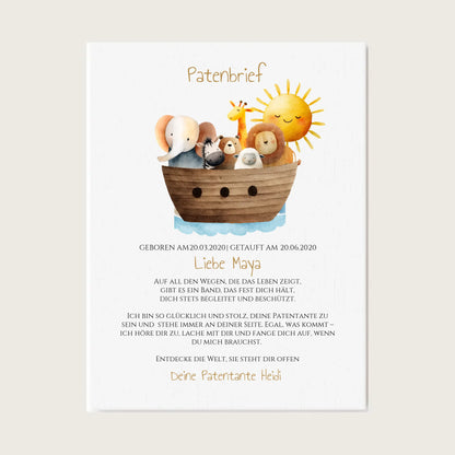 Patenbrief Geschenk Patenkind Leinwanddruck Leinwandbild