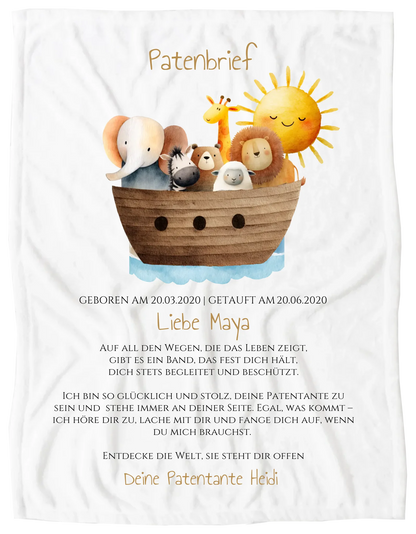 Patenbrief Geschenk Patenkind Blanket Premium Kuscheldecke 100 x 70 cm 27" x 40"
