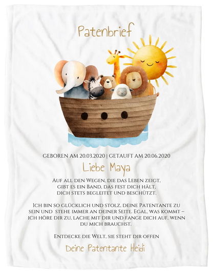 Patenbrief Geschenk Patenkind Blanket Premium Kuscheldecke 200 x 150 cm 60" x 80"