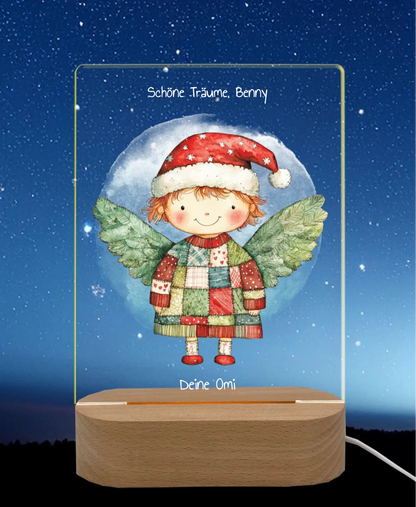 Personalisiertes LED Nachtlicht & Dekolicht für Kinder - Weihnachtsengel 2 LED-Nachtlicht für Erwachsene & Kinder rechteckig Transparent