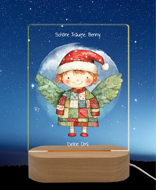 Personalisiertes LED Nachtlicht & Dekolicht für Kinder - Weihnachtsengel 2 LED-Nachtlicht für Erwachsene & Kinder rechteckig Transparent