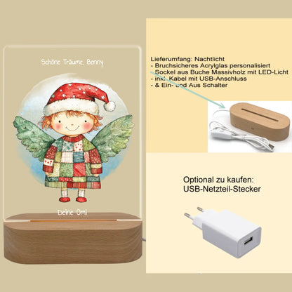 Personalisiertes LED Nachtlicht & Dekolicht für Kinder - Weihnachtsengel 2