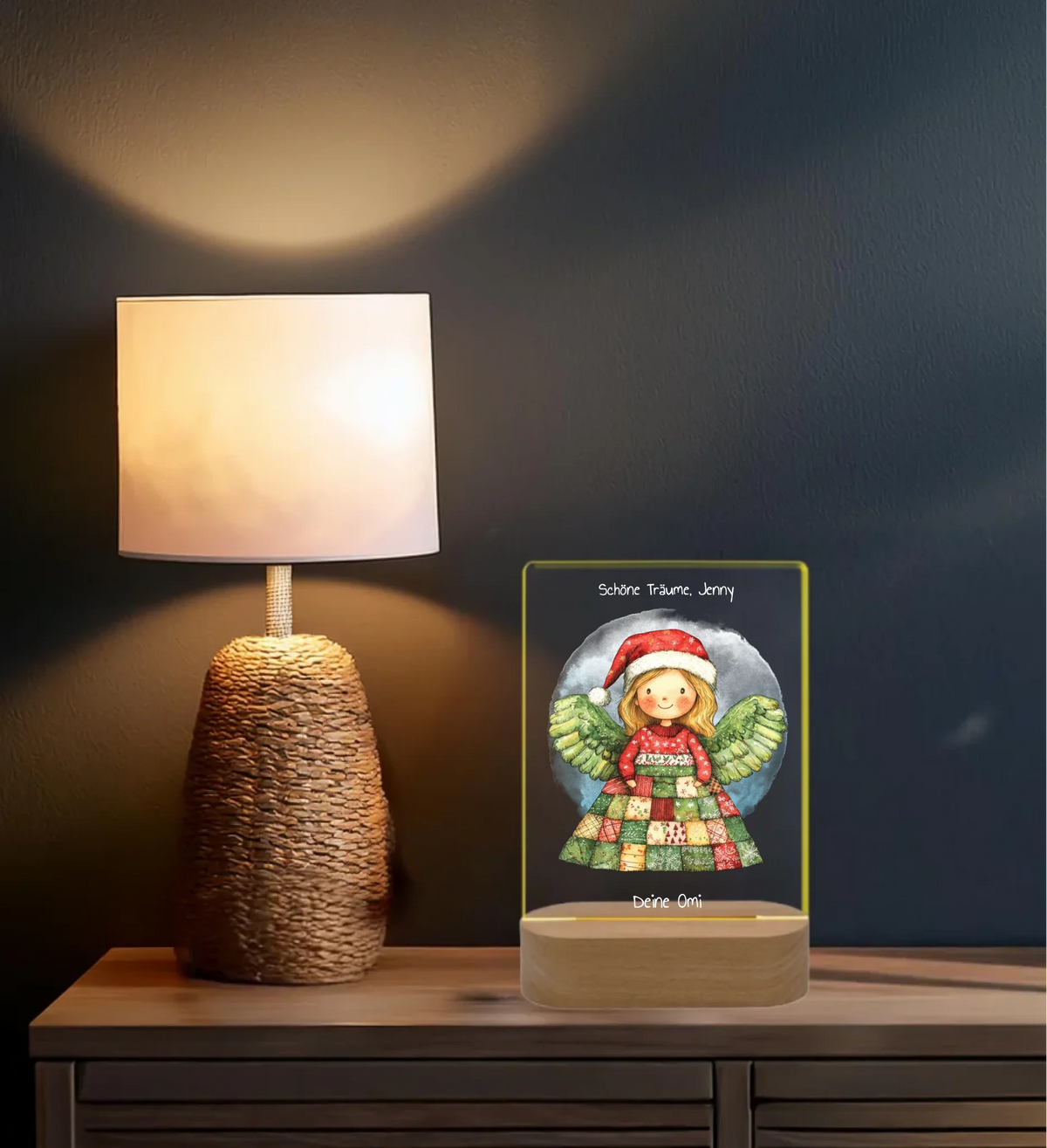 Personalisiertes LED Nachtlicht & Dekolicht für Kinder - Weihnachtsengel