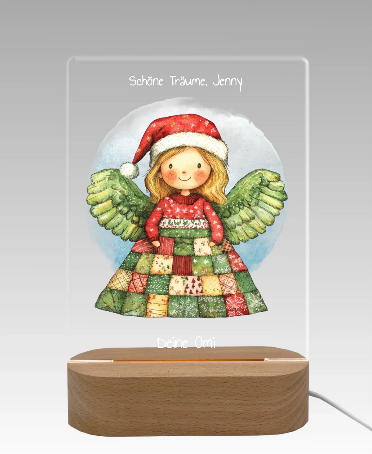 Personalisiertes LED Nachtlicht & Dekolicht für Kinder - Weihnachtsengel