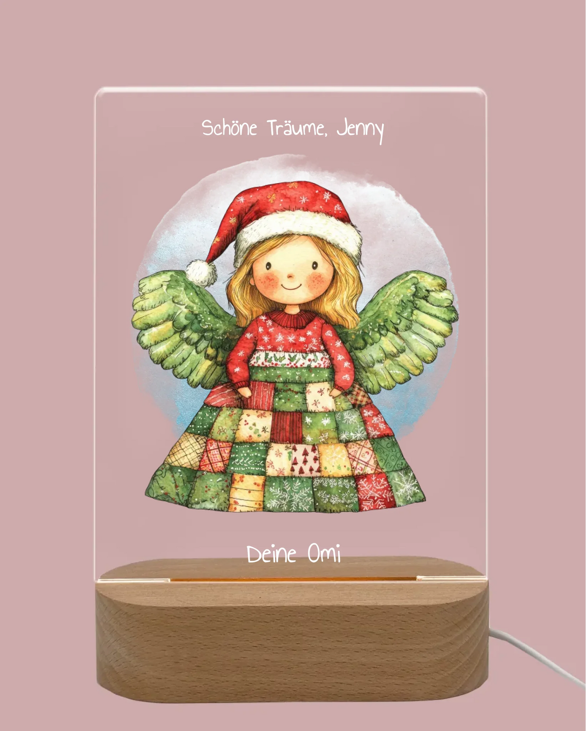 Personalisiertes LED Nachtlicht & Dekolicht für Kinder - Weihnachtsengel