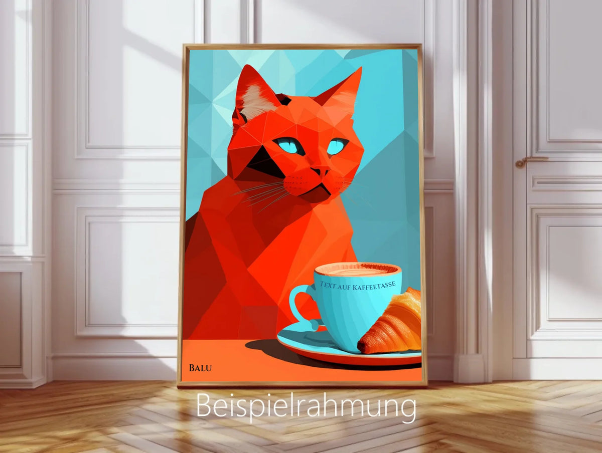 Poster mit Katze "Red Cat" Modernes Wandbild für Katzenfan Poster Poster