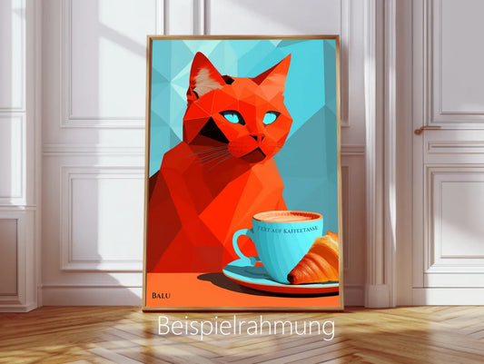 Poster mit Katze "Red Cat" Modernes Wandbild für Katzenfan Poster Poster