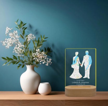 Personalisiertes LED Licht ''Wo alles begann'' | Valentinstag Geschenk | Hochzeitsgeschenk Brautpaar | Nachtlicht Deko