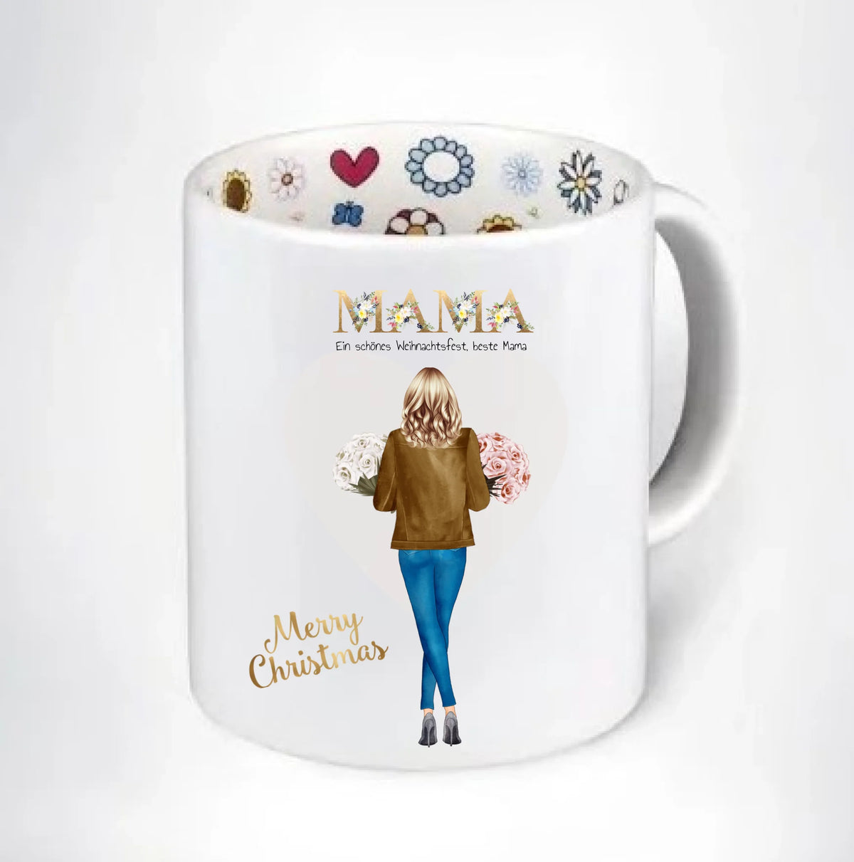 Weihnachtstasse mit Mama, schönes Weihnachtsfest und Spruch