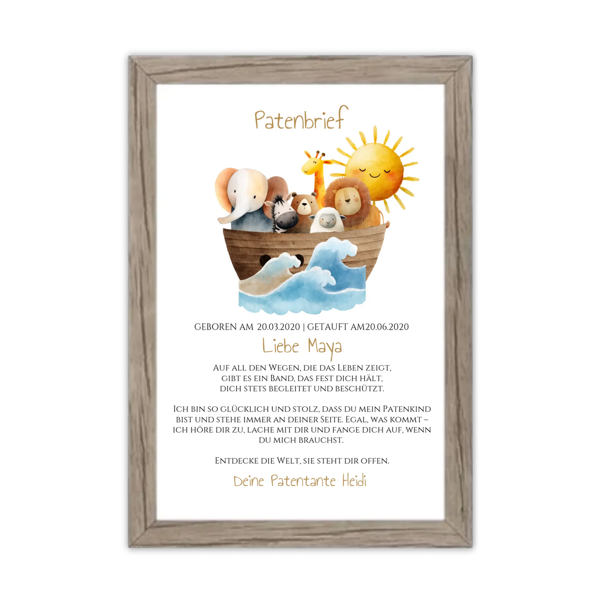 Patenbrief Geschenk Patenkind Gerahmtes Poster Eichenflair Eichenflair