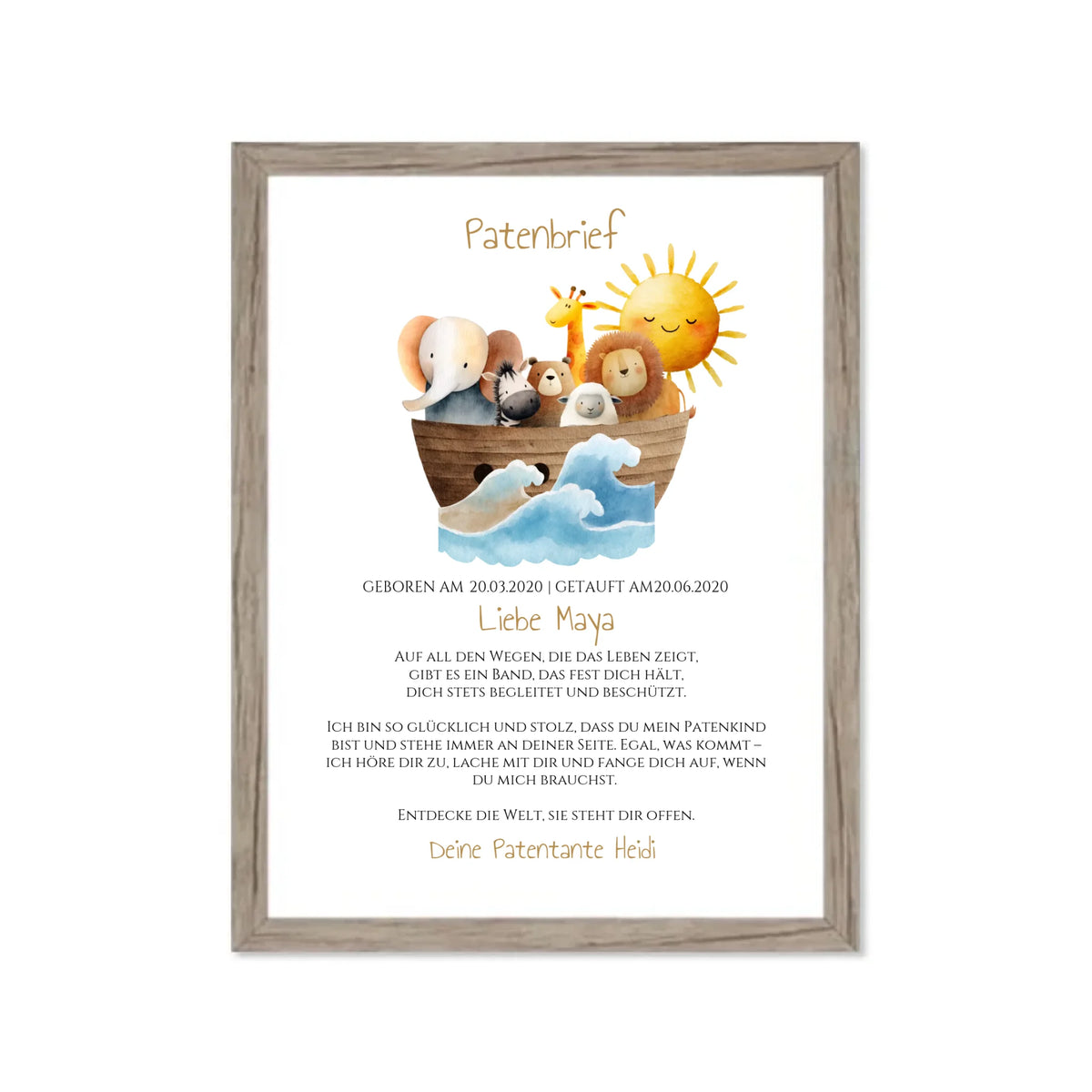 Patenbrief Geschenk Patenkind Gerahmtes Poster Eichenflair Eichenflair