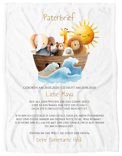 Patenbrief Geschenk Patenkind Blanket Premium Kuscheldecke 100 x 70 cm 27" x 40"