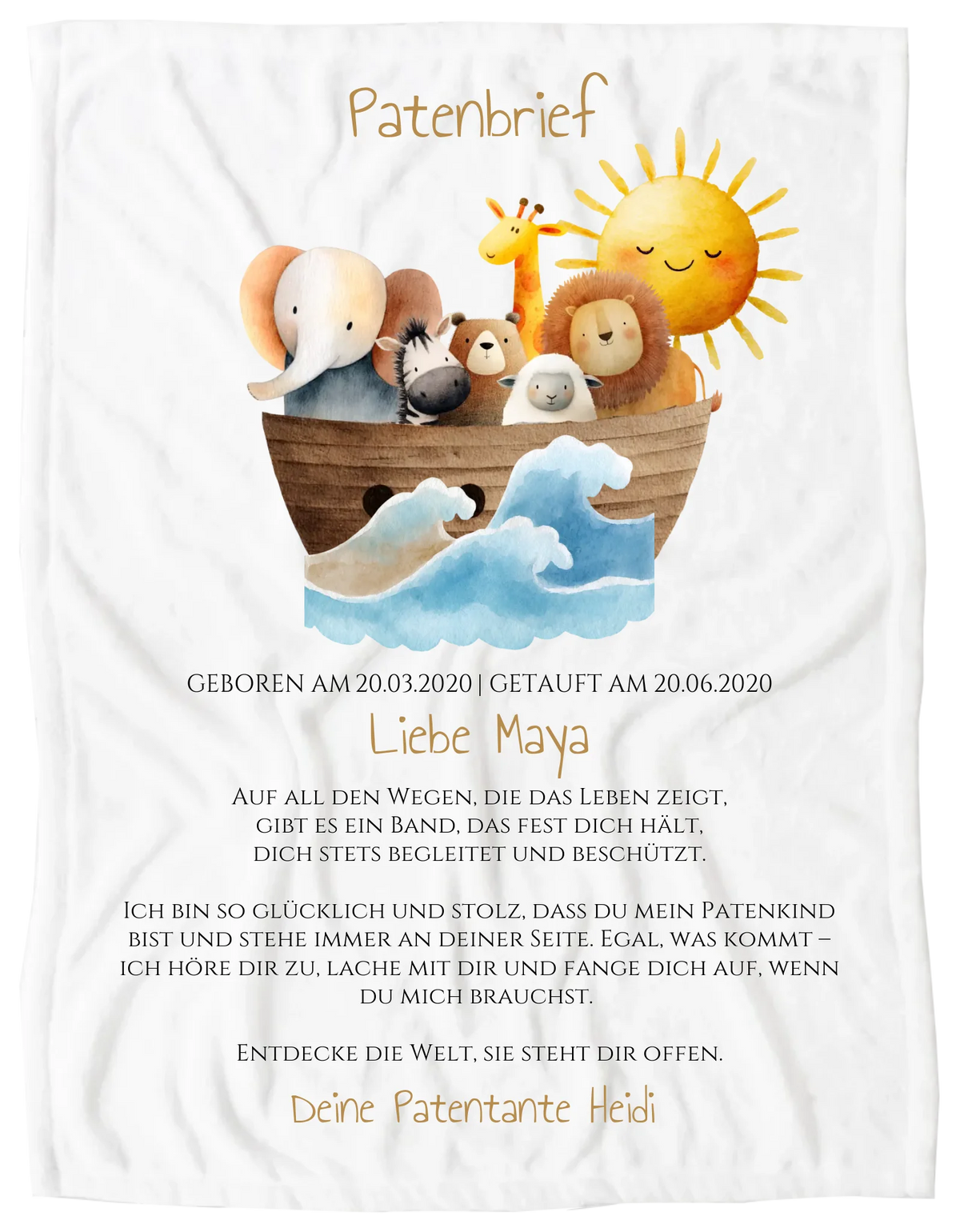 Patenbrief Geschenk Patenkind Blanket Premium Kuscheldecke 150 x 100 cm 40" x 60"