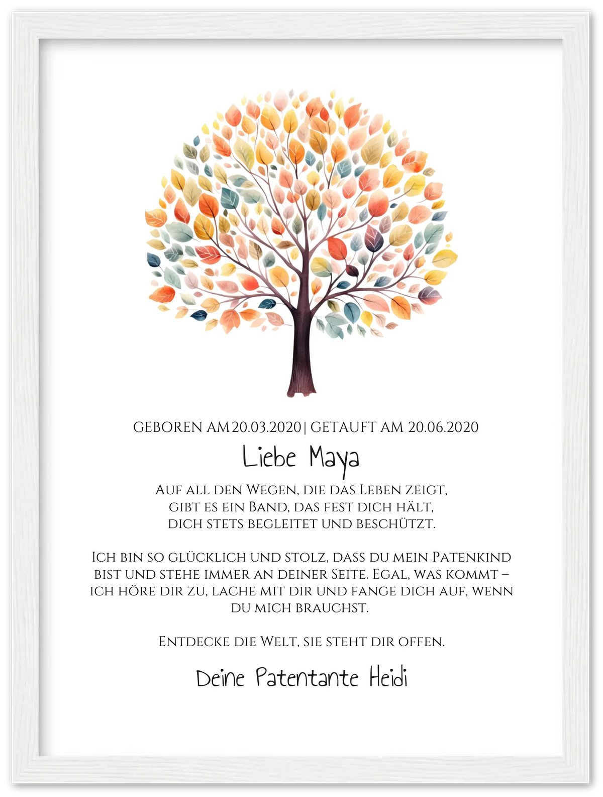 Patenbrief Patentante / Patenonkel mit Lebensbaum