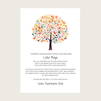 Patenbrief Patentante / Patenonkel mit Lebensbaum !!! Digitale Datei zum Selberdrucken - kein Poster !!! Digitale Datei zum Selberdrucken - kein Poster A4 A3 A2