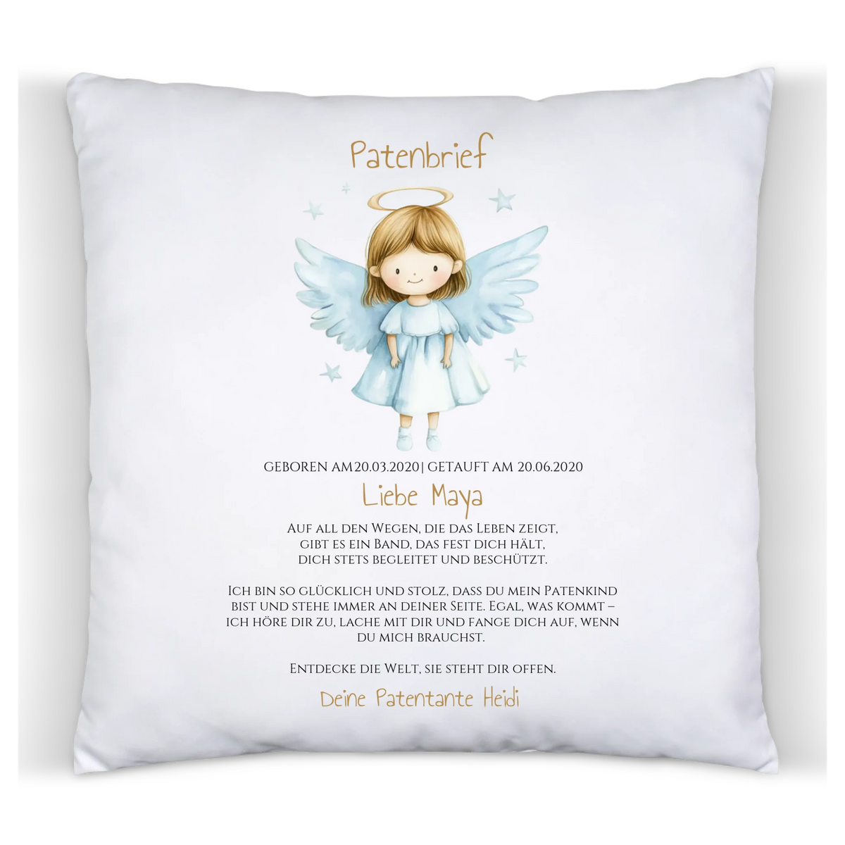 Patenbrief Geschenk Patenkind - Poster, Kissen, Decke, Leinwandbild personalisiert